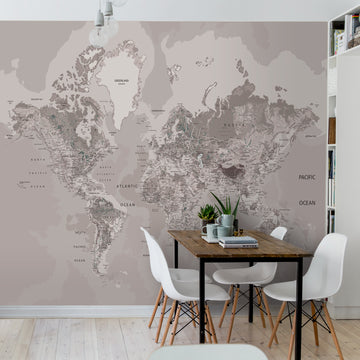 Adesivo de Parede com Mapa Mundi Gigante VINTAGE